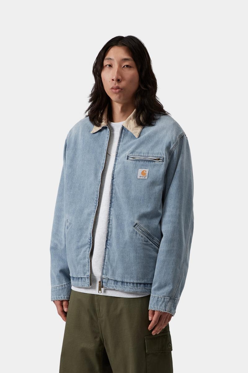 Carhartt OG Detroit Jacket - Blau / Dusty H Brown, Burst gewaschen
