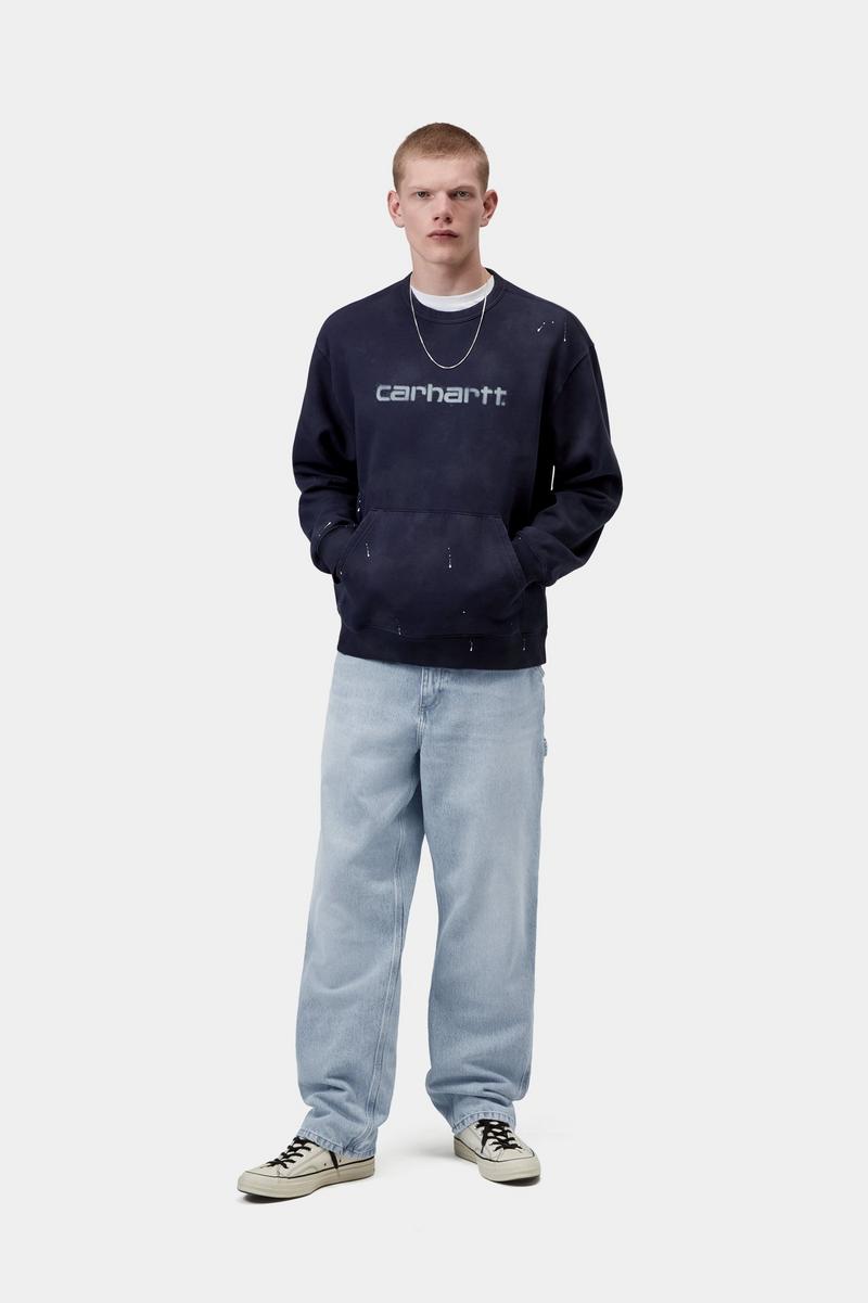 Carhartt Single Knee Pant - Blau, stark abgenutzt, gebleicht