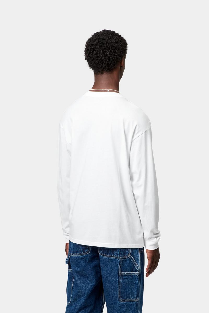 Carhartt L/S Script Embroidery T-Shirt - Weiß / Schwarz