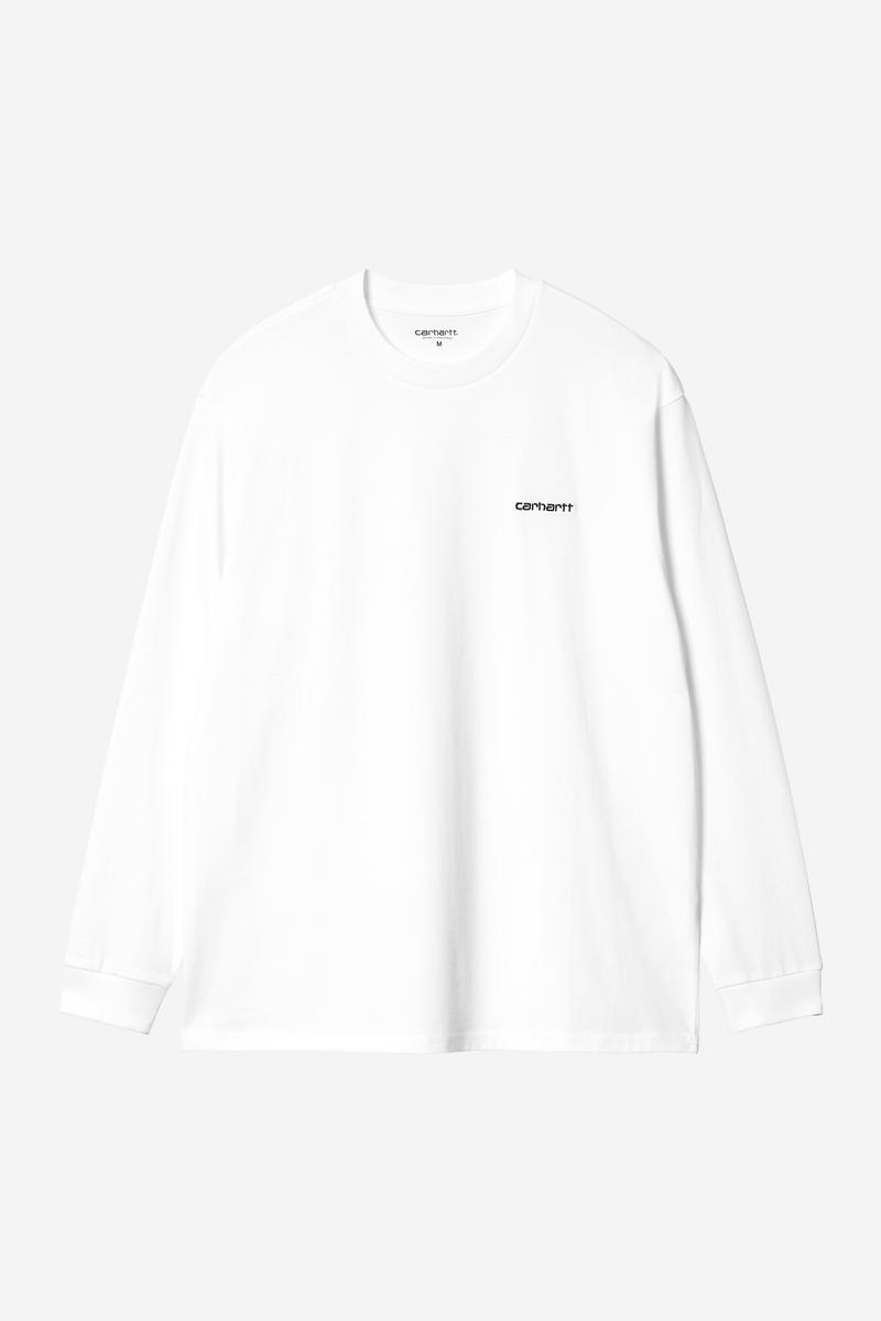 Carhartt L/S Script Embroidery T-Shirt - Weiß / Schwarz