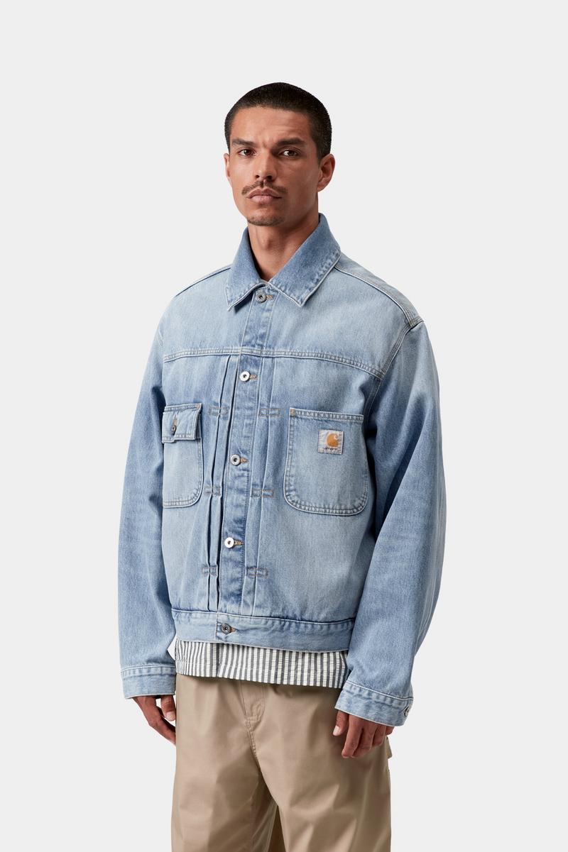 Carhartt Belmar Jacket - Blau, stark abgenutzt, gebleicht