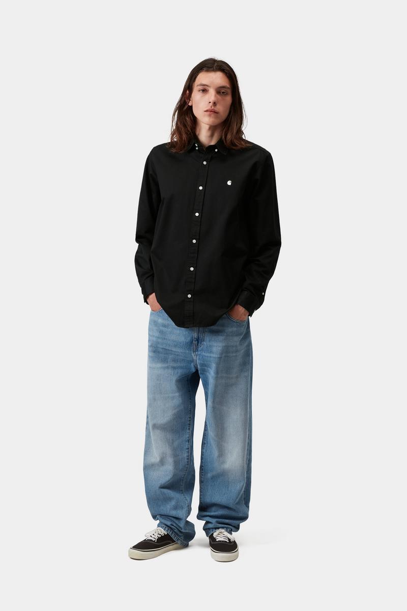 Carhartt L/S Madison Shirt - Schwarz / Weiß
