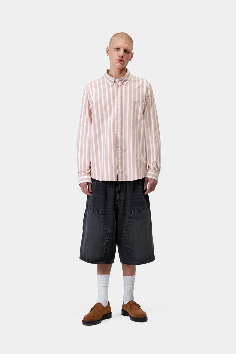 Carhartt L/S Deven Shirt - Deven Stripe, Oxidrot / Weiß