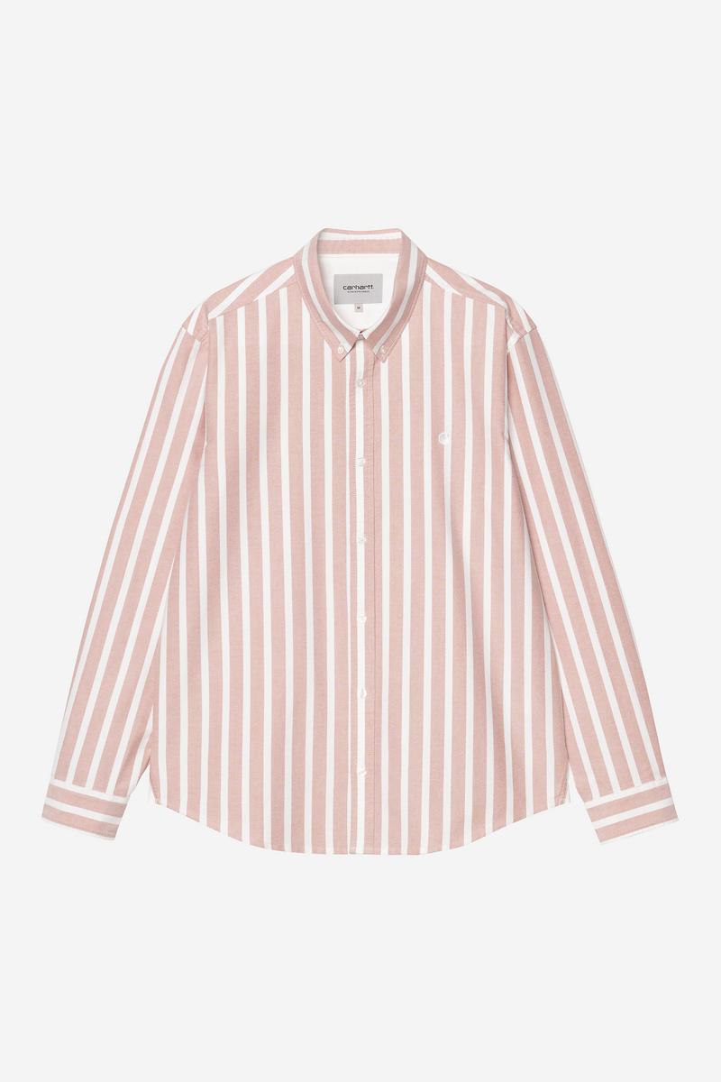 Carhartt L/S Deven Shirt - Deven Stripe, Oxidrot / Weiß