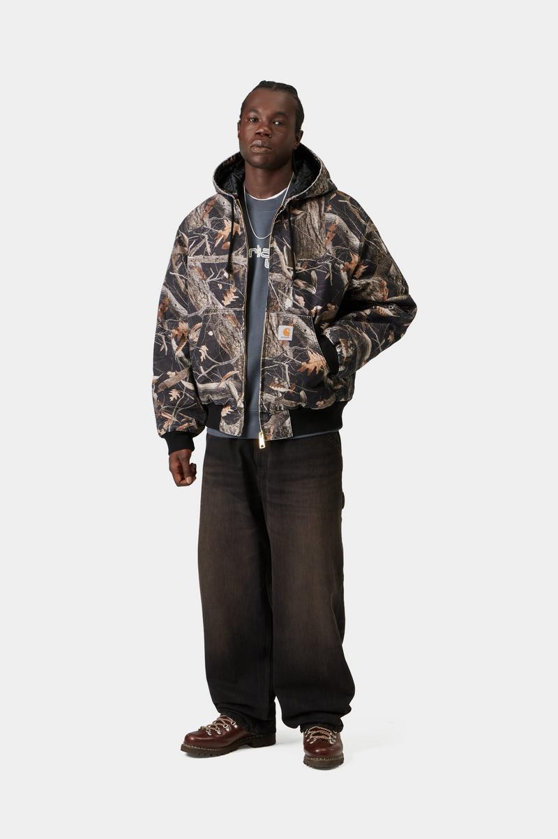Carhartt OG Active Jacket - Camo Feather Tree, Schwarz, Heavy Stone Wash