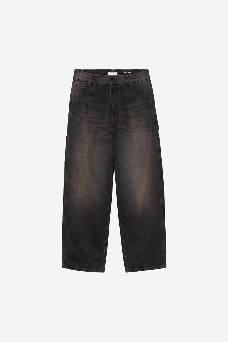 Carhartt Brandon Single Knee Pant - Schwarz, tabakfarbene Used-Waschung