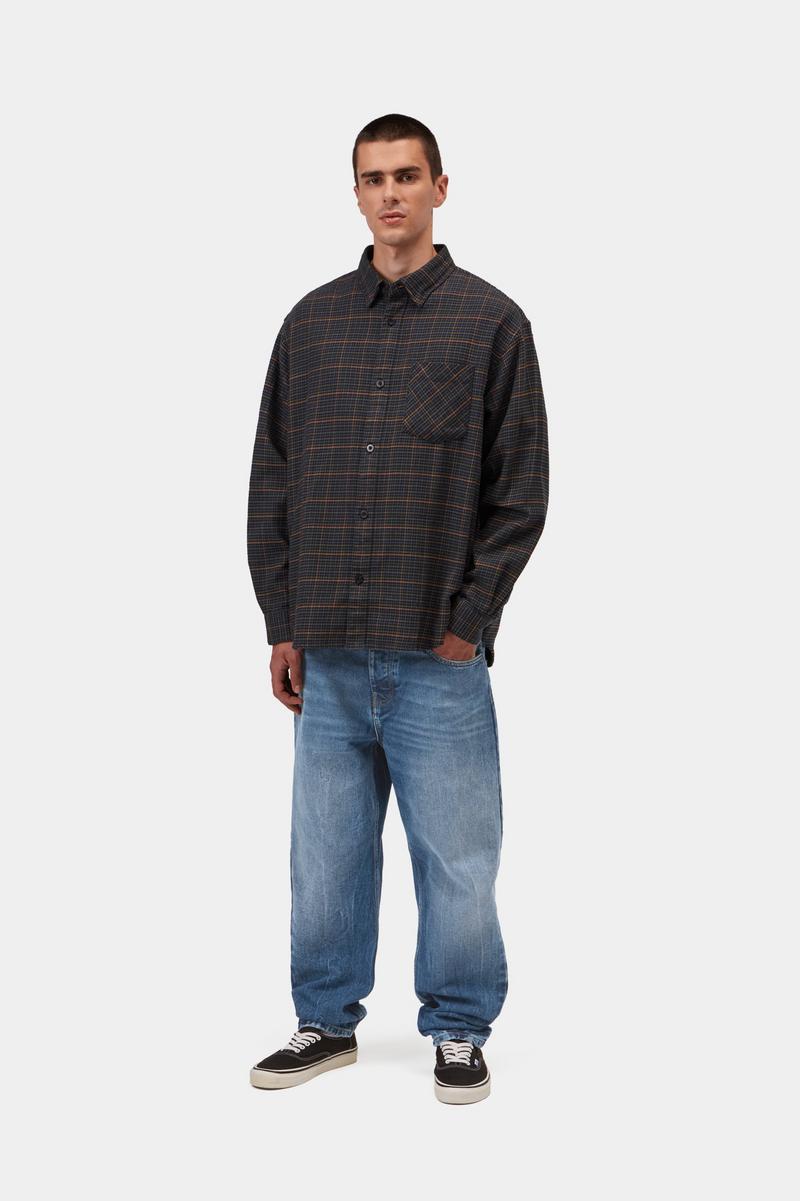Carhartt Newel Pant - Blau, Marmor in Used-Waschung