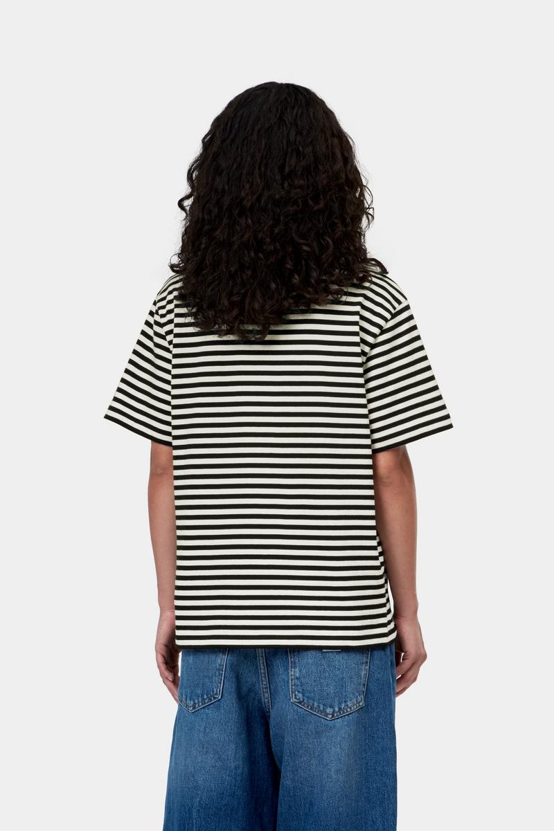 Carhartt S/S Essy T-Shirt - Essy Stripe, Schwarz / Wachs