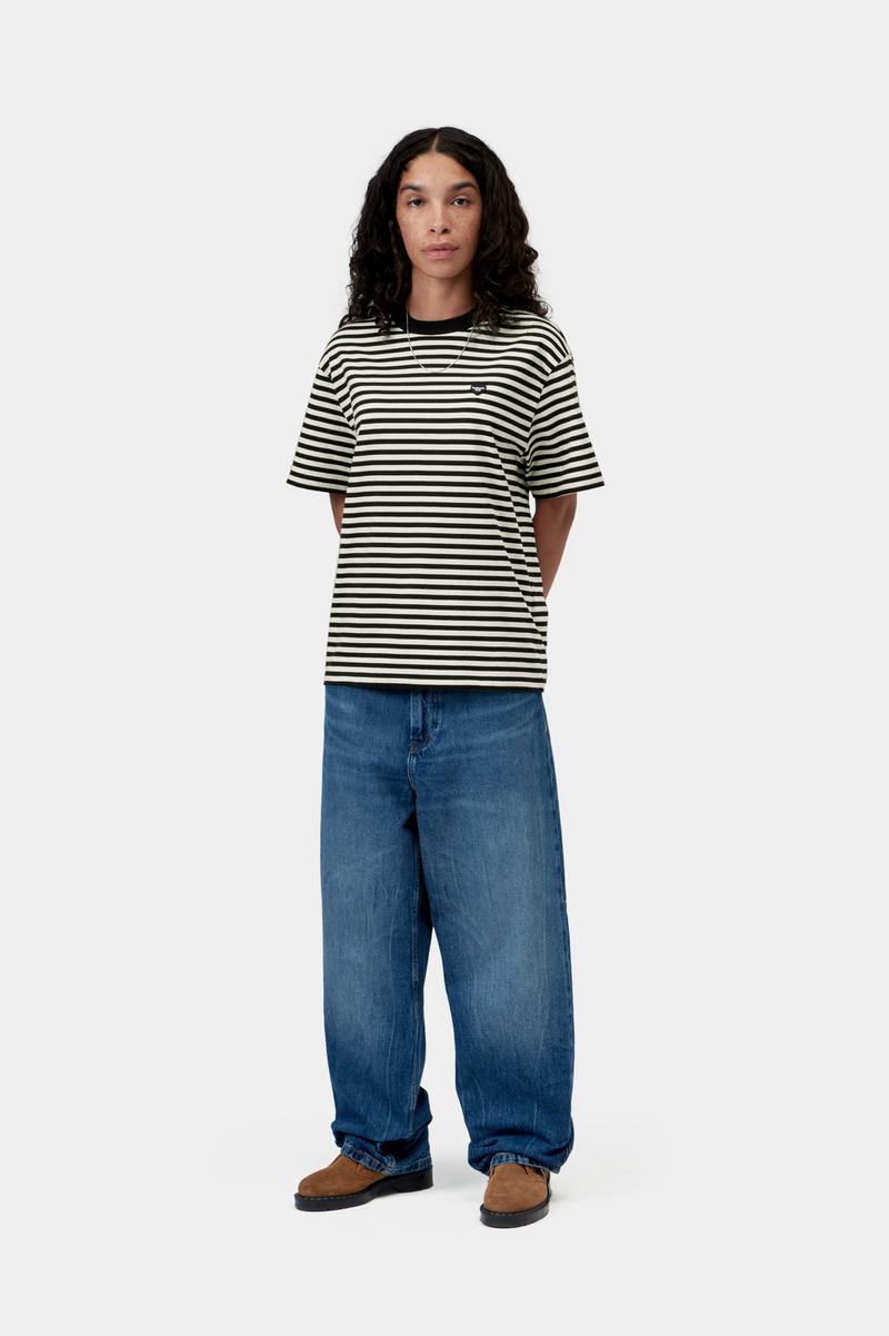 Carhartt S/S Essy T-Shirt - Essy Stripe, Schwarz / Wachs