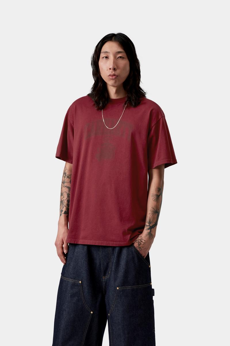 Carhartt S/S Faded Pond Corps T-Shirt - Marsala, schwere Steinwäsche