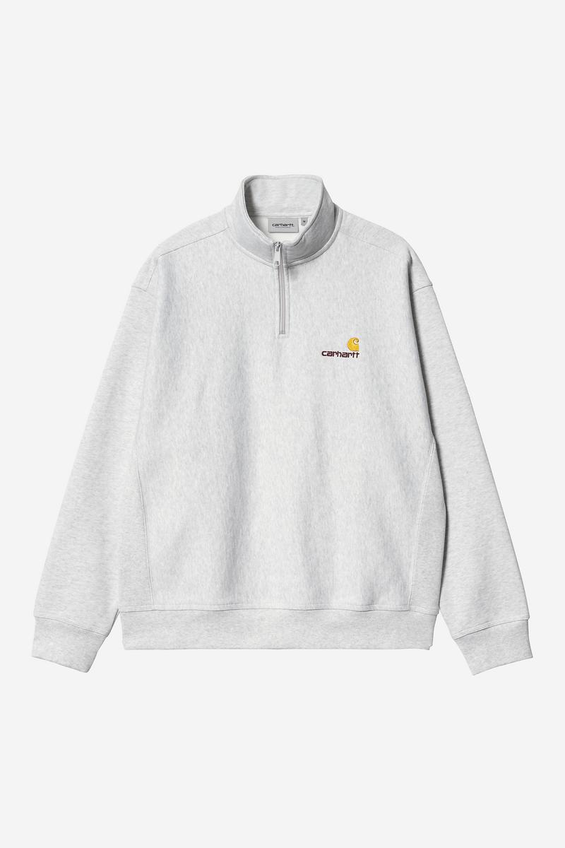 Carhartt Half Zip American Script Sweatshirt - Ash Heather