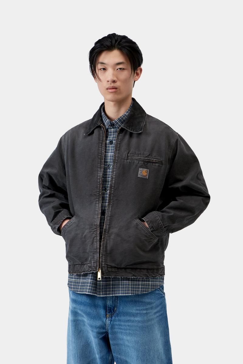 Carhartt OG Detroit Jacket - Schwarz / Schwarz, Destroy-Waschung