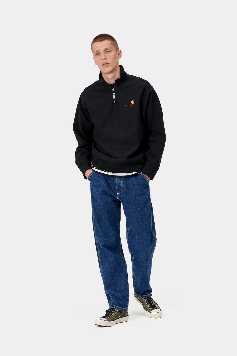 Carhartt Half Zip American Script Sweatshirt - Schwarz