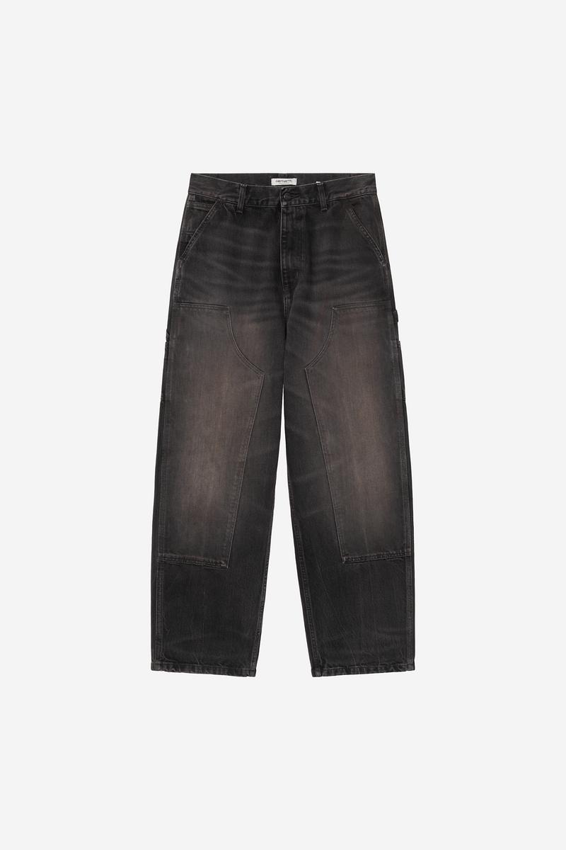Carhartt Brandon Double Knee Pant - Schwarz, tabakfarbene Used-Waschung