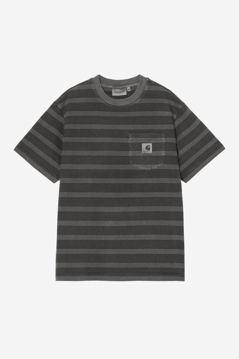 Carhartt S/S Hanson Pocket T-Shirt - Hanson W Stripe, Schwarz, Stückgefärbt