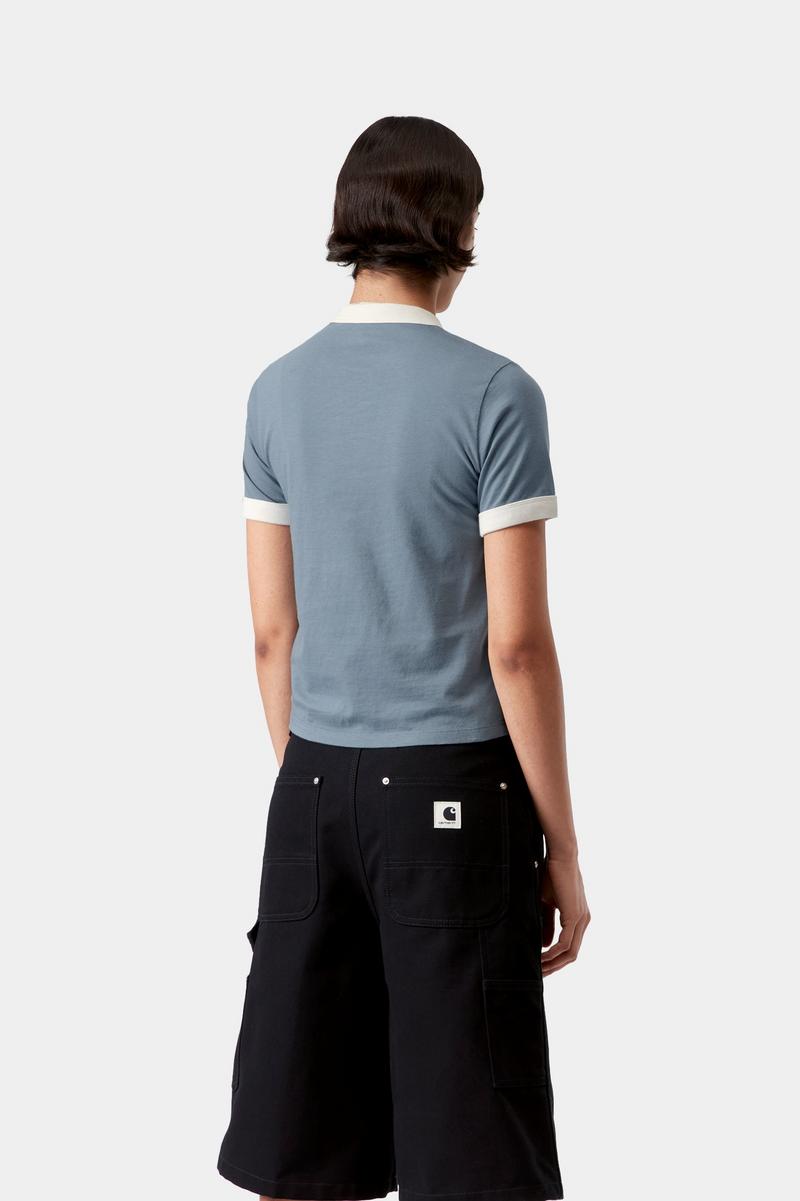 Carhartt S/S Reminiscing Ringer T-Shirt - Samtblau, schwere Steinwaschung
