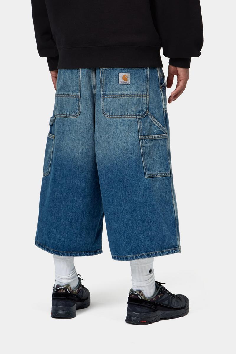 Carhartt OG Double Knee Short (Long) - Blau, alte gebrauchte Waschung