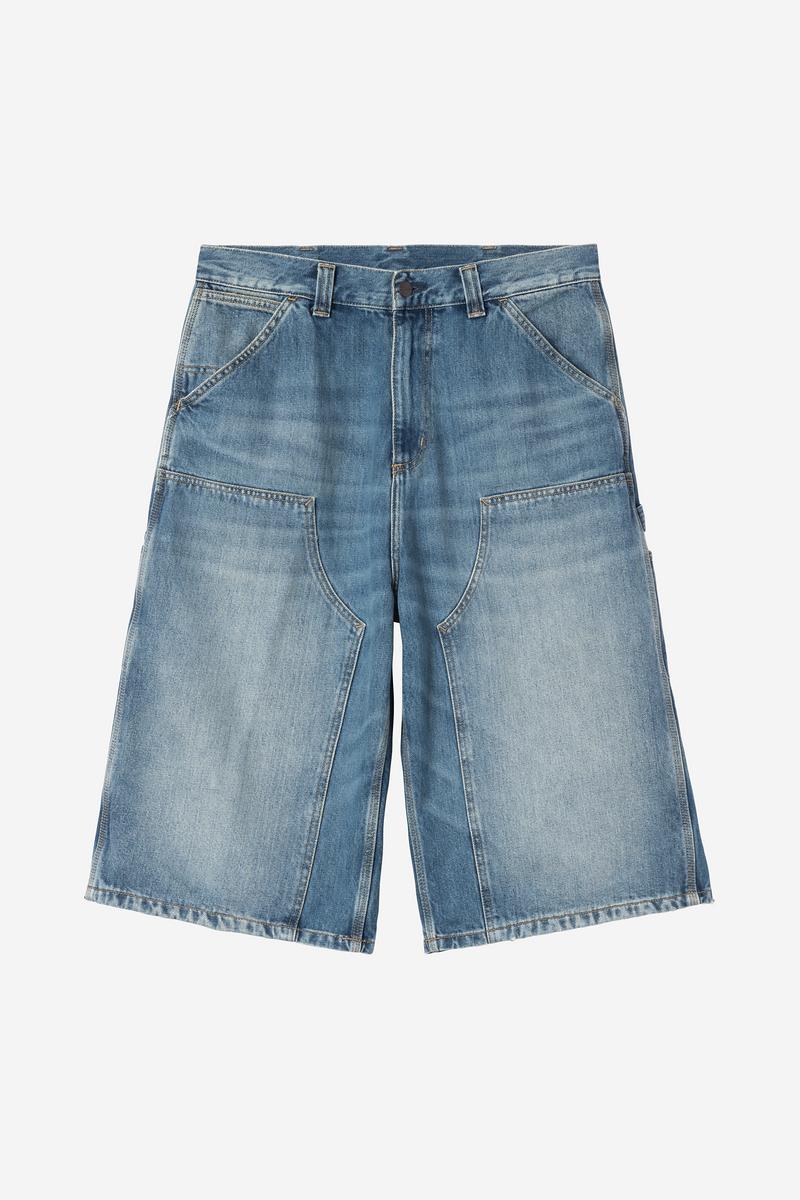 Carhartt OG Double Knee Short (Long) - Blau, alte gebrauchte Waschung