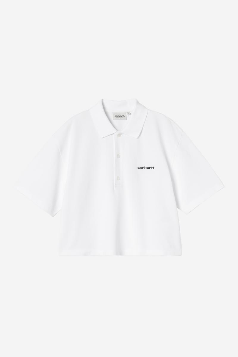 Carhartt S/S Script Polo T-Shirt - Weiß / Schwarz