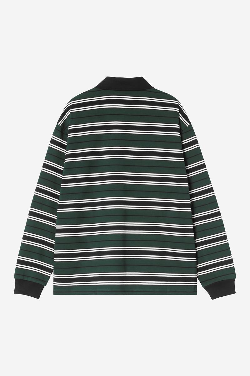 Carhartt L/S Devitt Rugby Shirt - Devitt-Streifen, dunkler Skarabäus