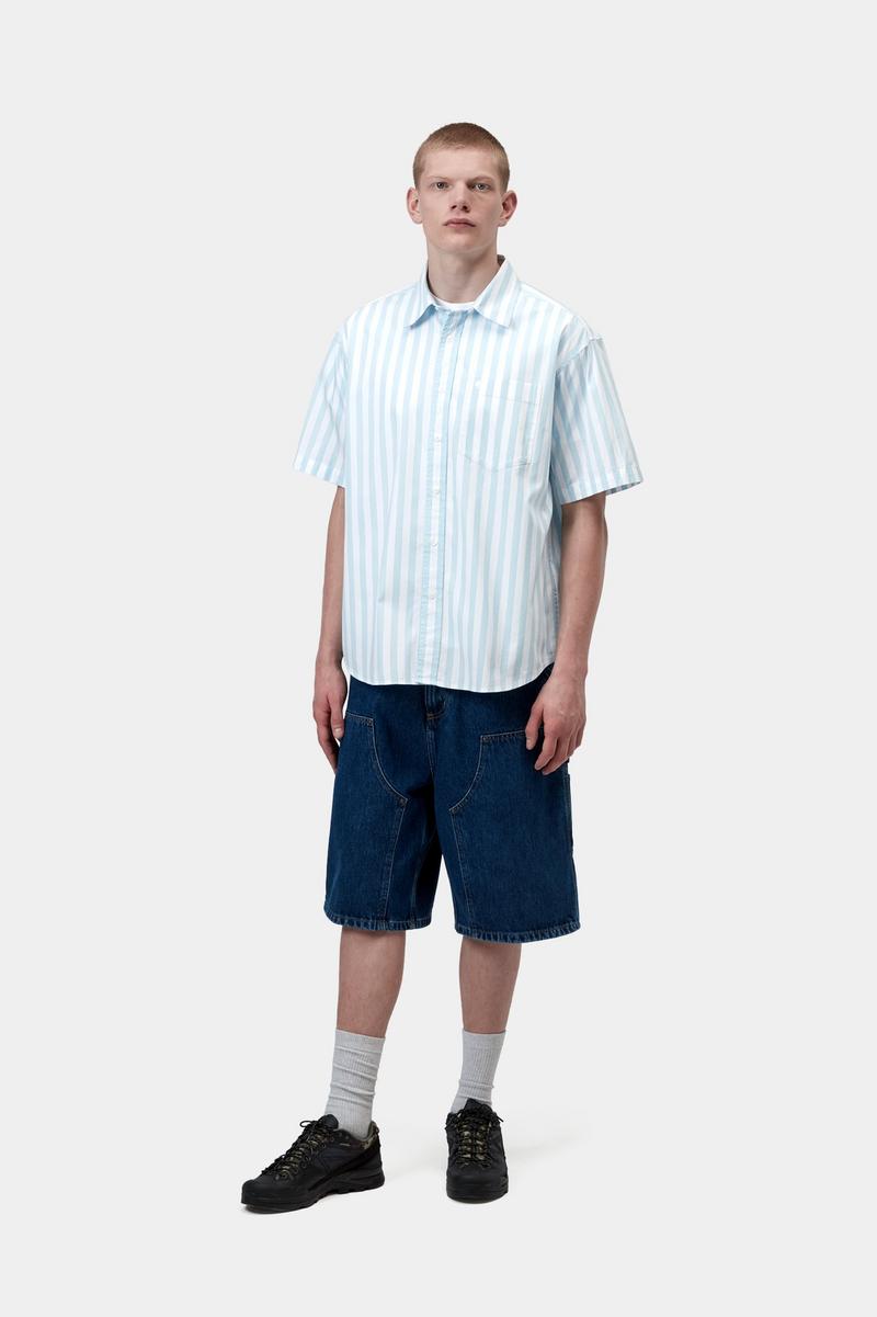 Carhartt S/S Royce Shirt - Royce Stripe, Icaria / Weiß