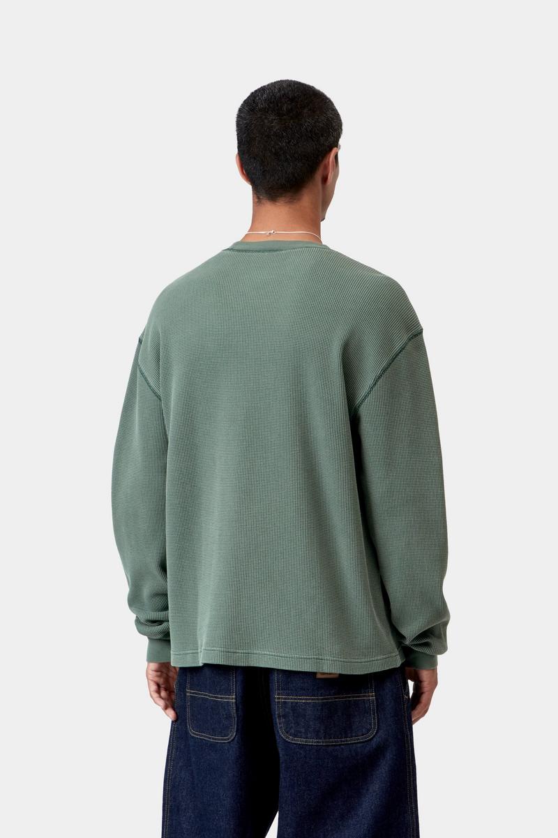 Carhartt L/S Vista Waffle T-Shirt - Dunkler Skarabäus, stückgefärbt