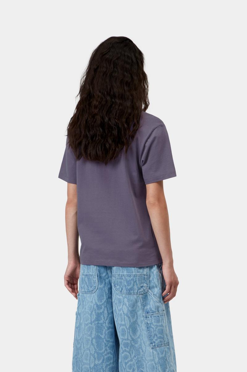 Carhartt S/S Script Embroidery T-Shirt - Schattiges Lila / Dunkles Marineblau